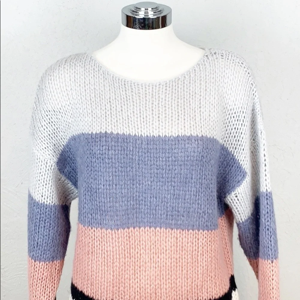 Lucky Brand Colorblock Knit Weave Sweater M